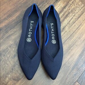Rothys The Point Flats Shoes Womens Navy Blue Pointed Toe Slip-On Size 7.5